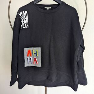 Lisa Todd Women's Black Crew Neck Sweatshirt Size M Haha Yeah Yeah Patch